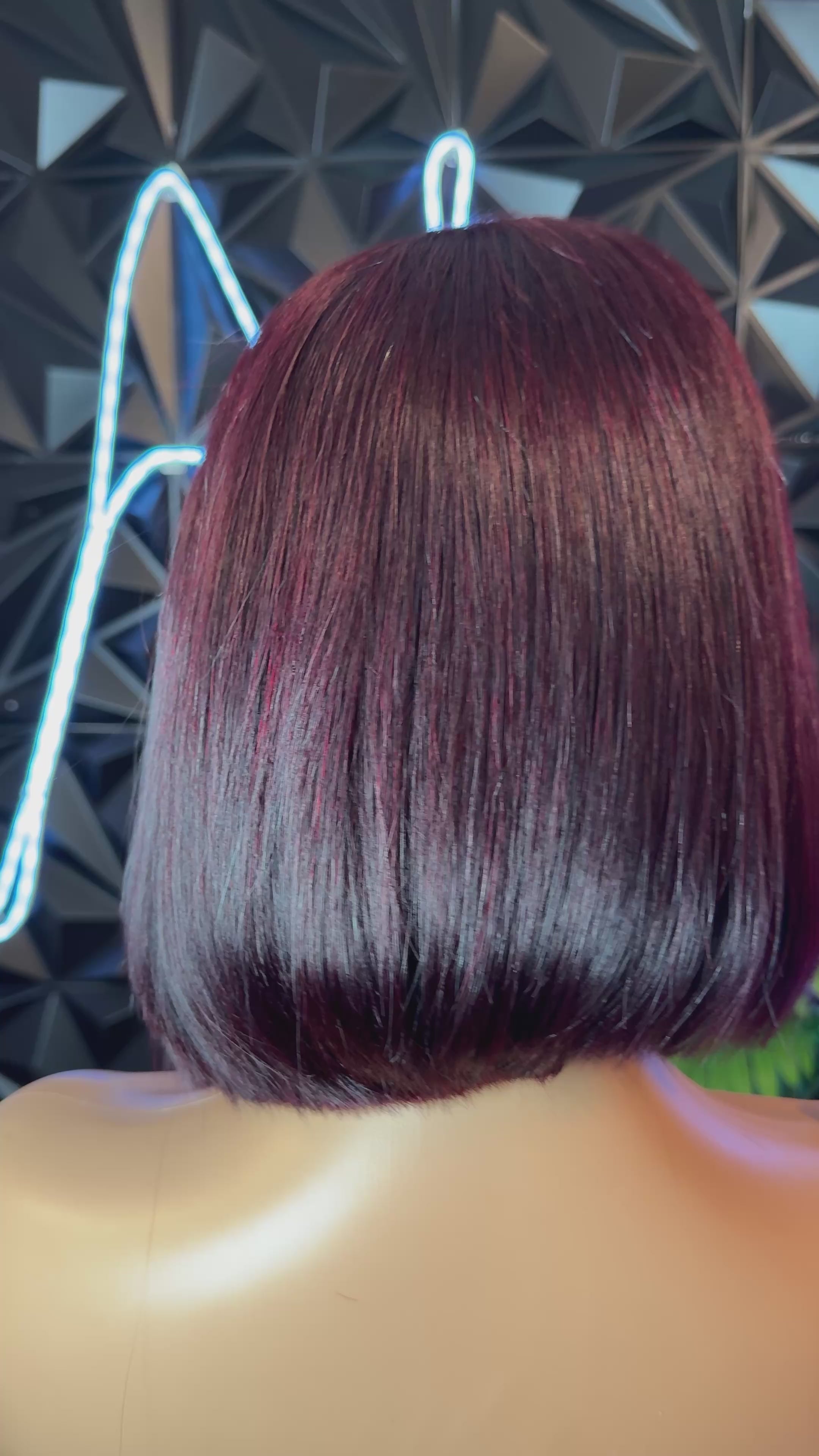 Burgundy bob wig, Glueless HD lace 12inch