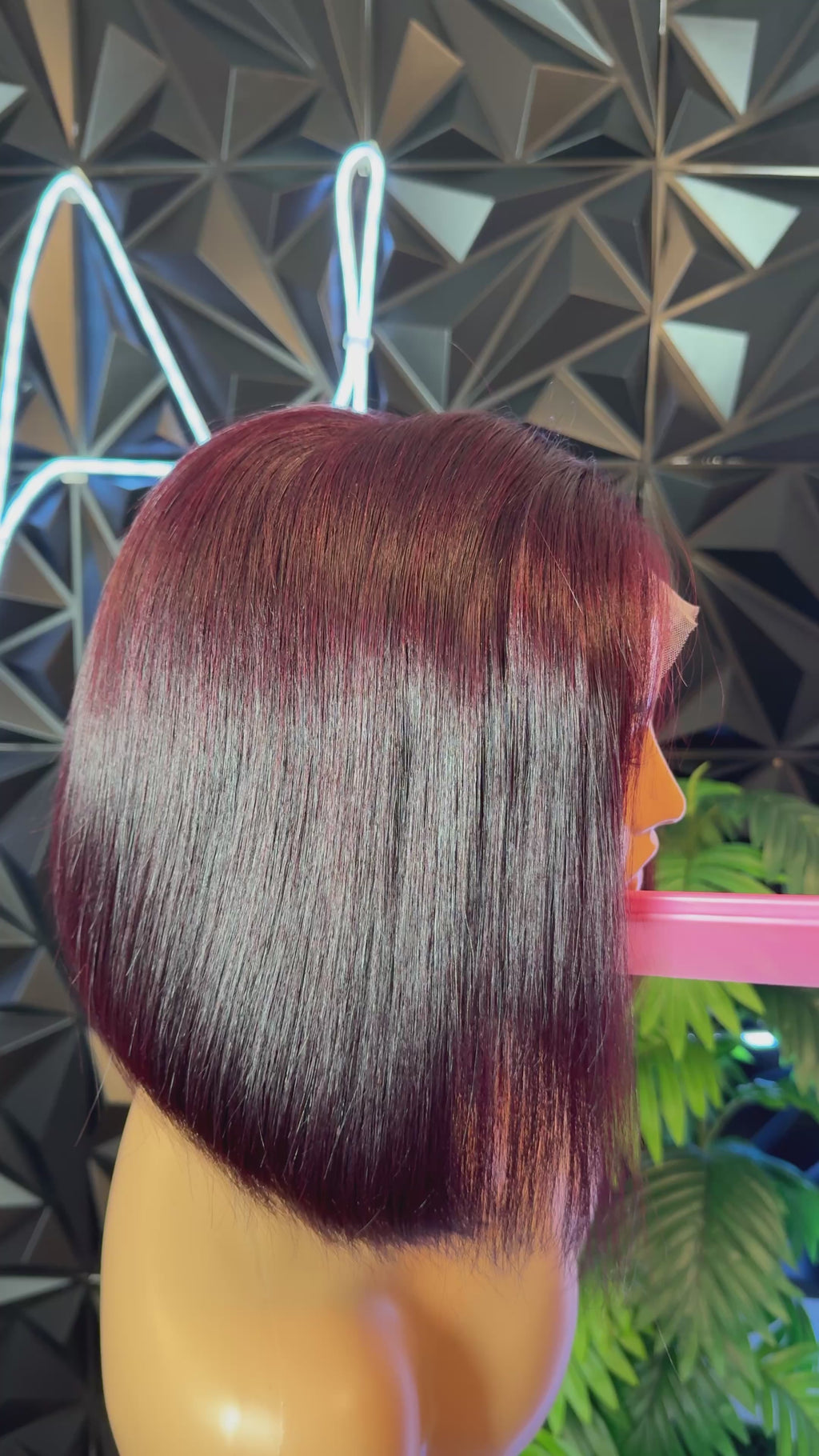 Burgundy bob wig, Glueless HD lace 12inch