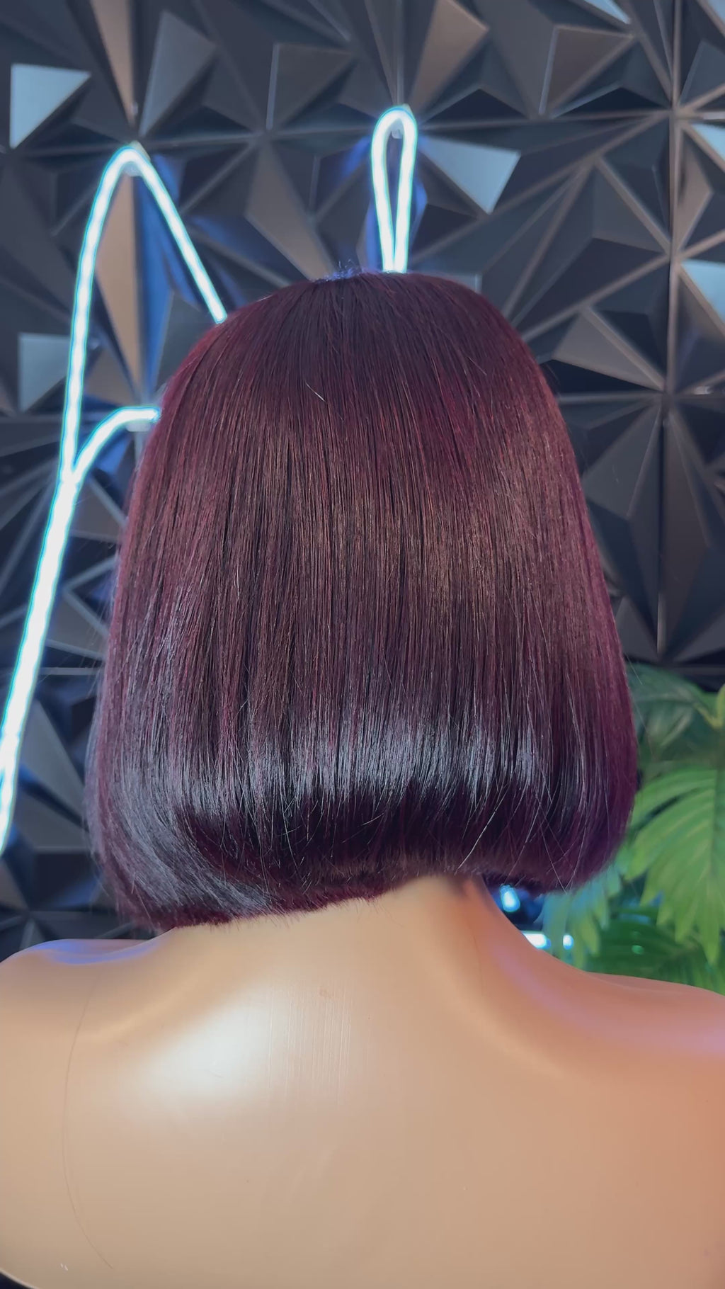 Burgundy bob wig, Glueless HD lace 12inch